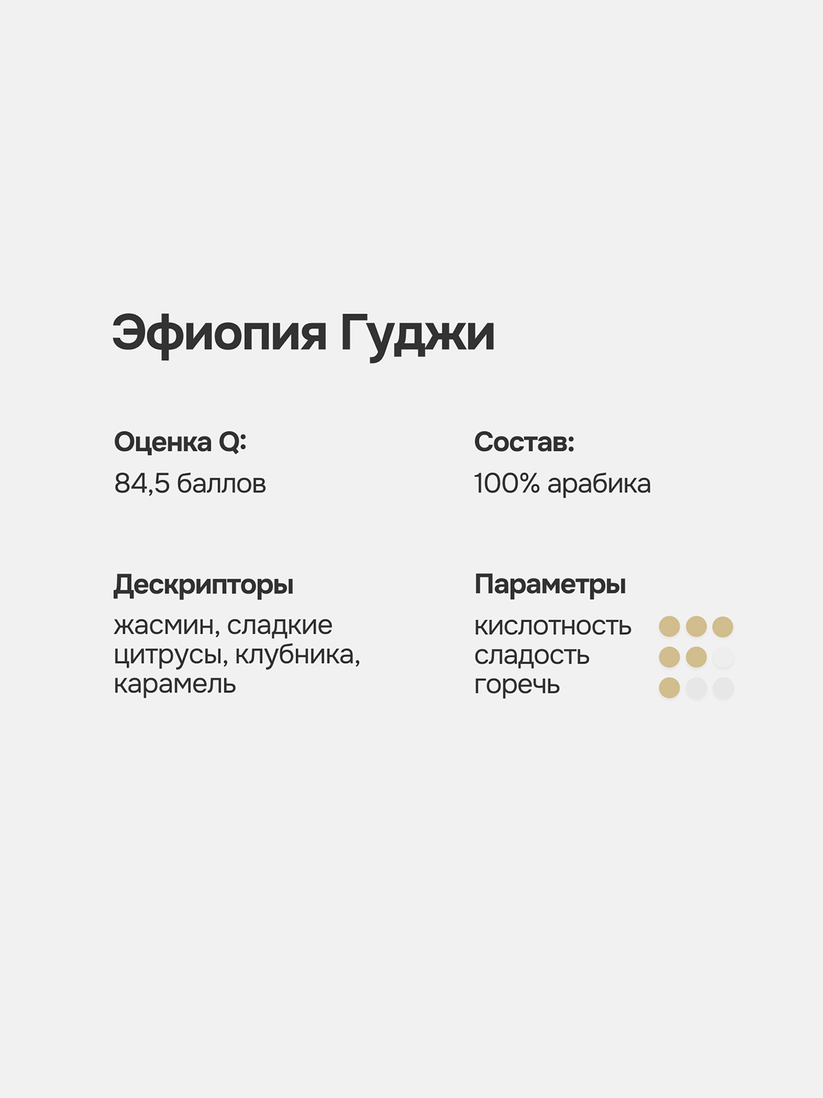 Кофе в зернах Эфиопия Гуджи, 200 г